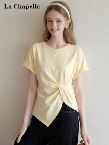 La Chapelle | Flared Pleated Asymmetrical Slim Short Sleeve T-Shirt