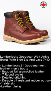 Lumberjacks Goodyear Welt Ankle Boots With Side Zip And Lace 7410