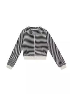 Áo Khoác Cardigan Ngắn Có Mũ Trùm Đầu Họa Tiết Sọc American Devil Zipper Winter Design Áo Khoác Ngoài Nữ Mùa Đông 2025