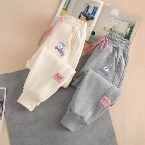 Quần Dài Cotton Lót Lông Cừu Dày Cho Bé Gái Mùa Thu Đông Quần Thể Thao Thường Ngày Quần Dài Vừa Vặn Cạp Vừa