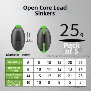 LAODAO | Olive Shaped Hollow Sliding Large Object Run Lead Fishing Sinker