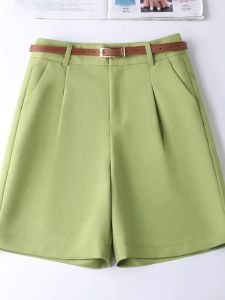 Avocado Green Suit Womens High Waist Slimming Fleece Lined Straight Leg Mid-Calf Pants Commute Style Asymmetric Wide Leg Pants