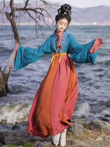 Tinglan Song Original Hanfu Zhuozhuo Wei Jin Style Northern And Southern Dynasties Pleated Skirt Curly Collar Eight Breaks Daily Wear