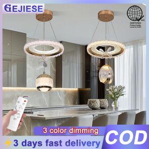 GEJIESE 26W chandelier light modern design high ceiling low ceiling drop lights pendent light with remote tricolor dimming chandeliers for living room dinning room