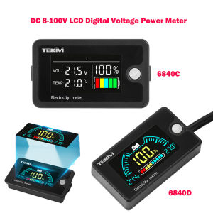 diymore | DC 8-100V LCD Digital Voltage Power Meter Ternary/Lithium iron/Acid Battery Capacity Indicator Voltmeter with Temperature Alarm