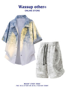 Bộ Áo Thun Tay Ngắn và Quần Short Tie Dye Phong Cách Mùa Hè Thể Thao