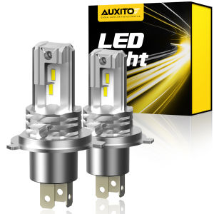 AUXITO 2 ชิ้น H4 LED รถจักรยานยนต์รถไฟหน้าหลอดไฟ 9003 HB2 CSP LED High Low Beam โคมไฟไร้สาย Fanless Mini ขนาด 6500 พัน 12000LM