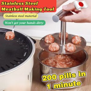 Stainless Steel Meatball Making Tool Kitchen Fish Ball Meatball Molds No-dirty-hand Meatball Maker Detachable Durable Safe Design