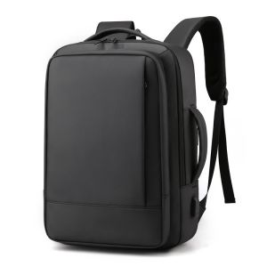 Business Casual Mens Backpack Large Capacity Commuting Traveling Laptop Bag USB Rechargeable Expandable Leisure Travel