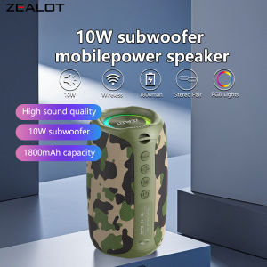 ZEALOT-M2 10W Wireless SpeakersRGB Light10 Hours Playtime Waterproof IPX 4Wireless Speaker Dual Pairing 1800mAh Battery.