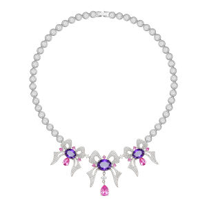 MaisonWester Summer Purple Gem Necklace Sparkling Elegant High-Quality Zirconia Jewelry Set for Women Fashionable Accessory
