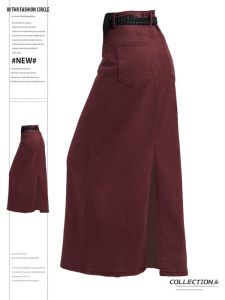 Ankela Red High Waist A-Line Mini Skirt Womens Spring Summer plus Size Retro Straight Denim Skirts Bodycon Mid-Length Dresses