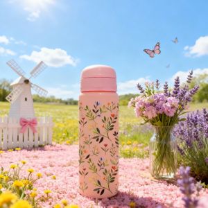 3D Printed Water Cup with Full-Coverage Floral Patterns (780ml) – Leakproof Portable Plastic Straw Cup | Perfect for Outdoor