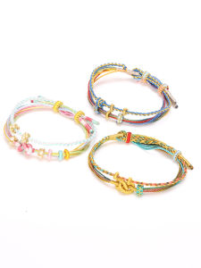 Double Layer Butterfly Hand Rope Handmade Woven Attracting Knot DIY Red Rope Bracelet Finished Product Can Wear Lucky Pearl Gold Accessories