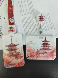 Sakura Style Expandable Lanyard Card Holder Student ID Card Case Bus Pass Chest Card Work Badge Retractable Lanyard School Campus Card