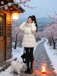 Shalldoer | Slender Waist Thickened Hooded Down Cotton Jacket Female
