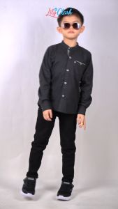 Kemeja Panjang Anak Koko Laki-Laki Warna Hitam Lily And Clark KKP03