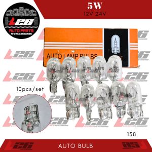 10PCS/SET T10 Halogen 5W Saksak Type 12v 24v Interior Light Bulbs Car Auto Truck 158