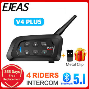 EJEAS V4 PLUS Tai Nghe Bluetooth Mũ Bảo Hiểm Liên Lạc Nội Bộ Full Duplex 2-4 Người Lái Phạm Vi 1500M Có Micrô Tai Nghe Cho Xe Máy