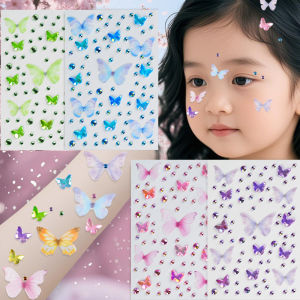 Nhãn Dán Trang Điểm Mặt Hình Bướm Cho Trẻ Em Đá Rhinestone Trang Trí Mắt Trán Trán Trang Trí Mũi Hình Trái Tim Cho Bé Gái