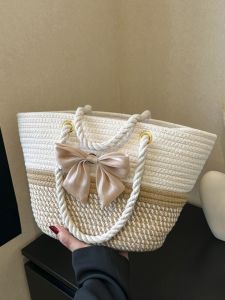 This Years Popular Bag Female 2023 New Arrival Summer Beach Vegetable Basket Satchel Niche Style Straw Woven Woven Bucket Bag