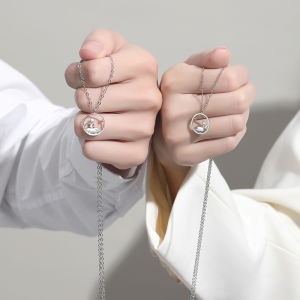 Pure Silver Necklace Little Prince And Fox Design Couples Style Valentines Day Gift Fresh out Fashion Jewelry Accessories