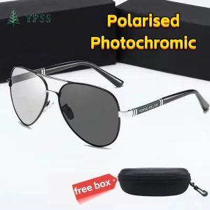 YPSS 2025 Polarized Photochromic Sunglasses for Male Aviator Frames UV Protection Day & Night Fishing Color Changing Night Vision Cycling Glasses 1456