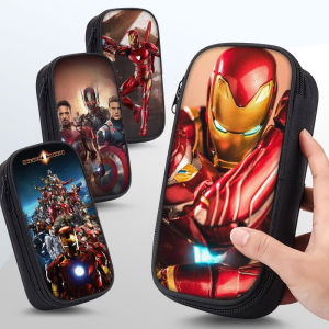 Marvel Avengers Iron Man Pencil Case Student School Supplies Elementary Middle School Boys Spiderman Cartoon Printed Canvas Bag