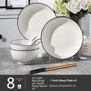 MOLORE | Simplicity Black Stripe Underglaze Ceramic Dinner Set