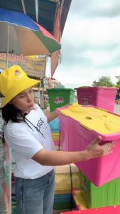 กล่องเก็บของพลาสติกใส่ผ้า ฝาปิดเปิดได้ 2 ด้าน ขนาด 37x54x35 ซม. สำหรับจัดเก็บอุปกรณ์จัดเก็บ