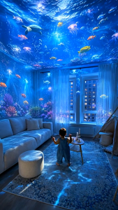 [Deep Sea Experience] 3D Ocean Projector Lamp/360 Degree Projection/Creative Night Light For Bedroom/Bedroom Lamp