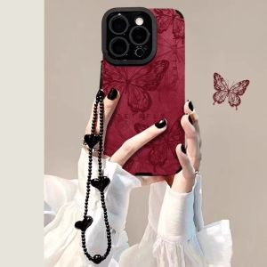 SHUXIE | All-Around Protection Phone Case Red Suede Leather