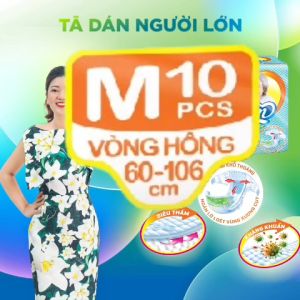 {Hàng chính hãng}   Tã dán người lớn Gwen size M 10 miếng {combo10 gói} Bỉm người già người bệnh siêu thấm khô thoáng chống hăm khử mùi