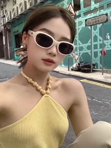 แฟชั่นเกาหลี แว่นกันแดดตาแมว รูปไข่ hip-hop ทรงฮิต แว่นตาแฟชั่น เรโทร เครื่องประดับแฟชั่น ป้องกันแสงแดด กันUV400 เทรนด์สไตล์เกาหลี รุ่นฮิต