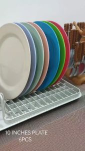 (6 in 1) - 10” WHEAT STRAW PLASTIC PLATE / REUSABLE DINNER PLATE / PARTY PLATE / SERVING PLATE PLATO