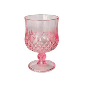 daily1 PCS Plastic Wine Glasses Vintage Champagne Cups Cut Goblets Unbreakable Cocktail Glasses Plastic stemmed wine glass