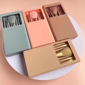 Indo 1866 - 5 Pcs Makeup Brush + Mirror / Set Kuas Rias dengan Cermin