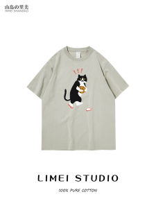 Pure Cotton Short Sleeve T-Shirt Womens Summer New Style Printed Casual Comfortable Breathable round Neck Top for Young Women