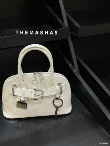 Masha 2025 New Shell Shaped Mini Crossbody Bag Womens Handbag Fashionable Belted Single Shoulder Satchel Soft Leather Bag