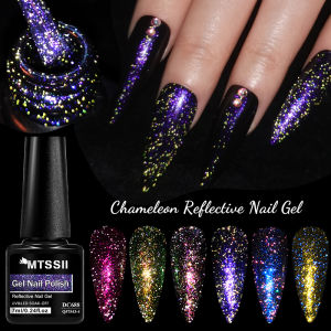 7ml Chameleon Reflective Glitter Gel Nail Polish Purple Blue Color Nail Glue Gel Sparkling Sequins Soak Off UV LED Nail Varnish
