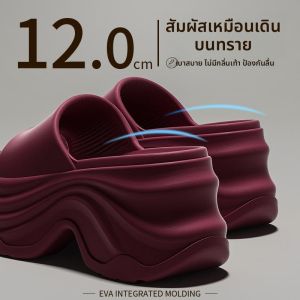 รองเท้าแตะส้นหนาสำหรับผู้หญิง รองเท้าแตะชายหาดฤดูร้อนใหม่ 2025 สำหรับใส่กลางแจ้ง เสื้อผ้าผู้หญิง รองเท้าแตะส้นสูง รองเท้าแตะ EVA