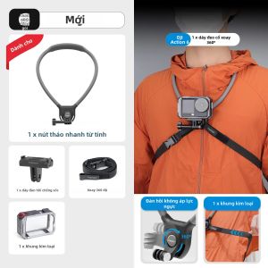 Vamson | Vamson 360 ° Giá Đỡ Cổ Xoay Được Cho Camera Hành Trình DJI 6/5 Pro/4/3/Nano Giá Đỡ Ngực Rảnh Tay Cho Vlog Câu Cá Đạp Xe