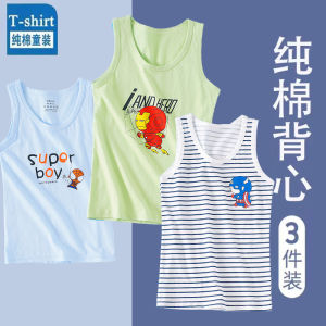 Childrens Summer Thin Cotton Vest Boys Sleeveless T-Shirt Cartoon Marvel Print Casual round Neck Baby Base Layer Top