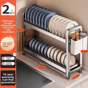 B&W | Slim Kitchen Dish Drying Rack Organizer