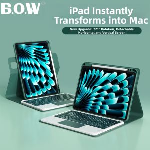 B．O．W | Bluetooth Keyboard & Mouse Set with 720° Rotation Magnetic Detachable Design Pen Slot for iPad Air 6/7 & iPad Pro