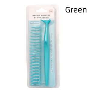 Refillable Dental Floss Picks Kit 1 Handle with 20 Refill Picks Reusable Teeth Cleaning Kit Disposable Floss Heads Long Handle