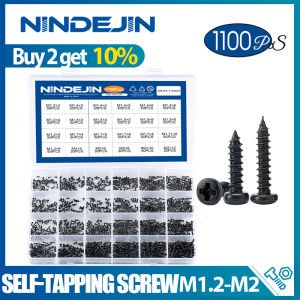 NINDEJIN 1100pcs Round Pan Head Tapping Screws Set M1.2 M1.4 M1.5 M1.7 M2 Mini Screw laptop computer screw Phillips Screw kit