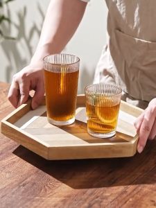 Bộ 6 cốc ly thủy tinh dáng loe vân sọc thẳng chịu nhiệt cao cấp | Ly uống trà cà phê sang trọng mới 2023