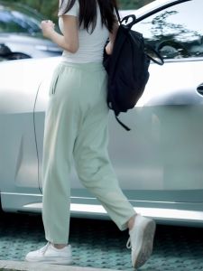 plus Size Casual Sweatpants Womens Spring Autumn New Style Vertical Micro plus Small Height High Waist Elastic Nine Points Rutabaga Pants