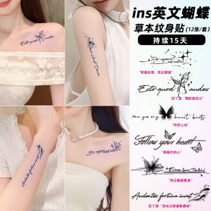 Waterproof English Tattoo Stickers for Men And Women Lasting Arm Clavicle High-End Feeling Letter Semi-Permanent Stickers